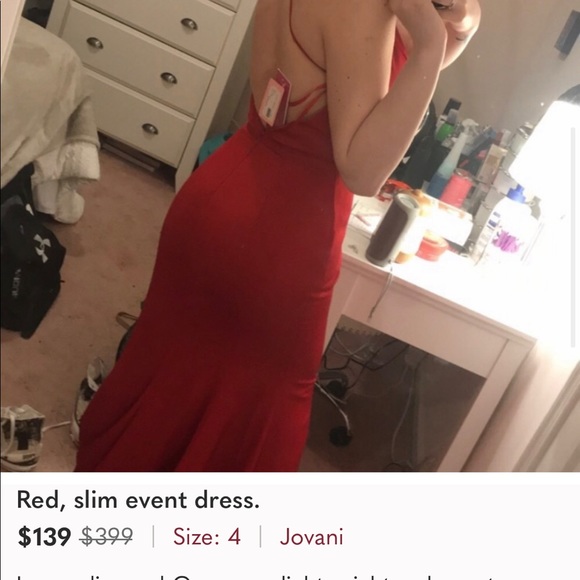 Red, slim event dress - Picture 3 of 5